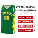 Custom Kelly Green Gold-White Graffiti Pattern Side Curve Pattern Sports Uniform Basketball Jersey Sets