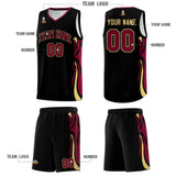 Custom Black Crimson-Khaki Graffiti Pattern Side Curve Pattern Sports Uniform Basketball Jersey Sets
