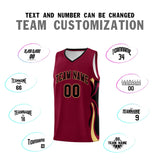 Custom Crimson Black-Khaki Graffiti Pattern Side Curve Pattern Sports Uniform Basketball Jersey Sets