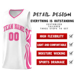 Custom White Pink-Pink Graffiti Pattern Side Curve Pattern Sports Uniform Basketball Jersey Sets
