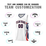 Custom White Navy-Red Graffiti Pattern Side Curve Pattern Sports Uniform Basketball Jersey Sets