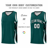 Custom Midnight Green White-Black Graffiti Pattern Side Curve Pattern Sports Uniform Basketball Jersey Sets