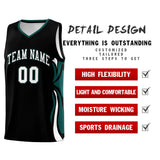 Custom Black White-Midnight Green Graffiti Pattern Side Curve Pattern Sports Uniform Basketball Jersey Sets