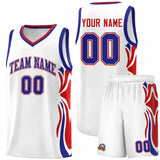 Custom White Royal-Red Graffiti Pattern Side Curve Pattern Sports Uniform Basketball Jersey Sets