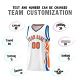 Custom White Orange-Royal Graffiti Pattern Side Curve Pattern Sports Uniform Basketball Jersey Sets