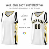 Custom White Black-Old Gold Graffiti Pattern Side Curve Pattern Sports Uniform Basketball Jersey Sets