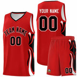 Custom Red Black-White Graffiti Pattern Side Curve Pattern Sports Uniform Basketball Jersey Sets