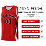 Custom Red Black-White Graffiti Pattern Side Curve Pattern Sports Uniform Basketball Jersey Sets