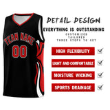 Custom Black Red-White Graffiti Pattern Side Curve Pattern Sports Uniform Basketball Jersey Sets