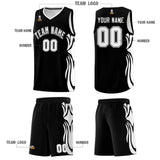 Custom Black White-White Graffiti Pattern Side Curve Pattern Sports Uniform Basketball Jersey Sets