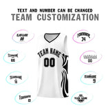 Custom White Black-Black Graffiti Pattern Side Curve Pattern Sports Uniform Basketball Jersey Sets