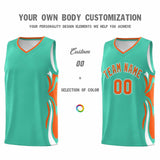 Custom Bright Green Orange-White Graffiti Pattern Side Curve Pattern Sports Uniform Basketball Jersey Sets