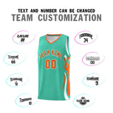 Custom Bright Green Orange-White Graffiti Pattern Side Curve Pattern Sports Uniform Basketball Jersey Sets