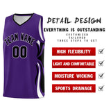 Custom Purple Black-White Graffiti Pattern Side Curve Pattern Sports Uniform Basketball Jersey Sets