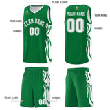 Custom Kelly Green White-White Graffiti Pattern Side Curve Pattern Sports Uniform Basketball Jersey Sets