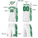 Custom White Kelly Green-Kelly Green Graffiti Pattern Side Curve Pattern Sports Uniform Basketball Jersey Sets
