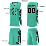 Custom Bright Green Black-White Graffiti Pattern Side Curve Pattern Sports Uniform Basketball Jersey Sets