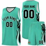 Custom Bright Green Black-White Graffiti Pattern Side Curve Pattern Sports Uniform Basketball Jersey Sets