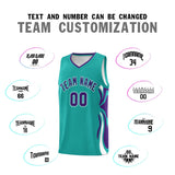 Custom Aqua Purple-White Graffiti Pattern Side Curve Pattern Sports Uniform Basketball Jersey Sets