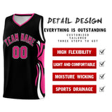 Custom Black Pink-White Graffiti Pattern Side Curve Pattern Sports Uniform Basketball Jersey Sets
