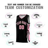 Custom Black Light Pink-White Graffiti Pattern Side Curve Pattern Sports Uniform Basketball Jersey Sets