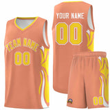 Custom Light Orange Gold-White Graffiti Pattern Side Curve Pattern Sports Uniform Basketball Jersey Sets