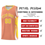 Custom Light Orange Gold-White Graffiti Pattern Side Curve Pattern Sports Uniform Basketball Jersey Sets