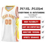 Custom White Light Orange-Gold Graffiti Pattern Side Curve Pattern Sports Uniform Basketball Jersey Sets