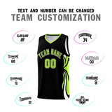 Custom Black Light Green-White Graffiti Pattern Side Curve Pattern Sports Uniform Basketball Jersey Sets