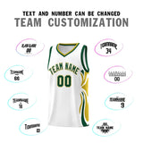 Custom White Green-Old Gold Graffiti Pattern Side Curve Pattern Sports Uniform Basketball Jersey Sets