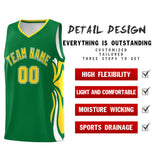 Custom Kelly Green Gold-White Graffiti Pattern Side Curve Pattern Sports Uniform Basketball Jersey Sets