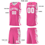 Custom Pink White-White Graffiti Pattern Side Curve Pattern Sports Uniform Basketball Jersey Sets