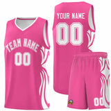 Custom Pink White-White Graffiti Pattern Side Curve Pattern Sports Uniform Basketball Jersey Sets