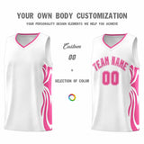 Custom White Pink-Pink Graffiti Pattern Side Curve Pattern Sports Uniform Basketball Jersey Sets