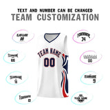 Custom White Navy-Red Graffiti Pattern Side Curve Pattern Sports Uniform Basketball Jersey Sets