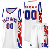 Custom White Royal-Red Graffiti Pattern Side Curve Pattern Sports Uniform Basketball Jersey Sets