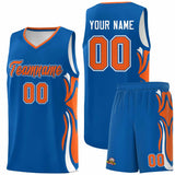 Custom Royal Orange-White Graffiti Pattern Side Curve Pattern Sports Uniform Basketball Jersey Sets