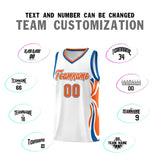 Custom White Orange-Royal Graffiti Pattern Side Curve Pattern Sports Uniform Basketball Jersey Sets