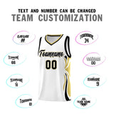 Custom White Black-Old Gold Graffiti Pattern Side Curve Pattern Sports Uniform Basketball Jersey Sets
