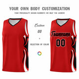 Custom Red Black-White Graffiti Pattern Side Curve Pattern Sports Uniform Basketball Jersey Sets