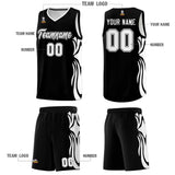 Custom Black White-White Graffiti Pattern Side Curve Pattern Sports Uniform Basketball Jersey Sets