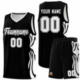Custom Black White-White Graffiti Pattern Side Curve Pattern Sports Uniform Basketball Jersey Sets