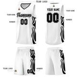 Custom White Black-Black Graffiti Pattern Side Curve Pattern Sports Uniform Basketball Jersey Sets