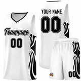 Custom White Black-Black Graffiti Pattern Side Curve Pattern Sports Uniform Basketball Jersey Sets