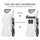 Custom White Black-Black Graffiti Pattern Side Curve Pattern Sports Uniform Basketball Jersey Sets