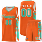 Custom Orange Bright Green-White Graffiti Pattern Side Curve Pattern Sports Uniform Basketball Jersey Sets