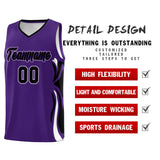 Custom Purple Black-White Graffiti Pattern Side Curve Pattern Sports Uniform Basketball Jersey Sets
