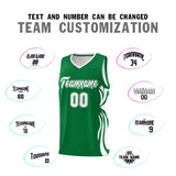 Custom Kelly Green White-White Graffiti Pattern Side Curve Pattern Sports Uniform Basketball Jersey Sets