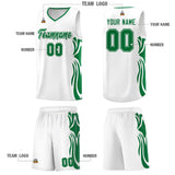 Custom White Kelly Green-Kelly Green Graffiti Pattern Side Curve Pattern Sports Uniform Basketball Jersey Sets