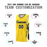 Custom Gold Navy-White Graffiti Pattern Side Curve Pattern Sports Uniform Basketball Jersey Sets